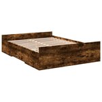 vidaXL Cadre de lit à tiroirs chêne fumé 135x190 cm bois d'ingénierie