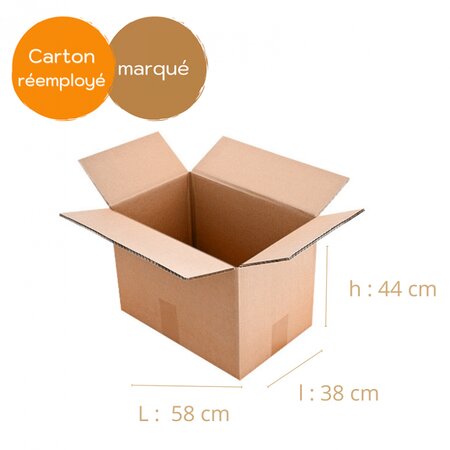 Lot de 25 cartons de déménagement 58 x 38 x 44 double cannelure (x25)