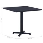 vidaXL Table de jardin Noir 80x80x75 cm