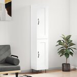 vidaXL Buffet haut Blanc brillant 34 5x34x180 cm Bois d'ingénierie