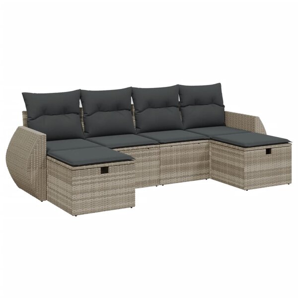 vidaXL Salon de jardin 6 Pièces avec coussins gris clair résine tressée
