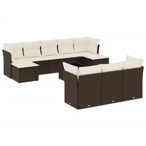 vidaXL Salon de jardin et coussins 11 Pièces marron résine tressée