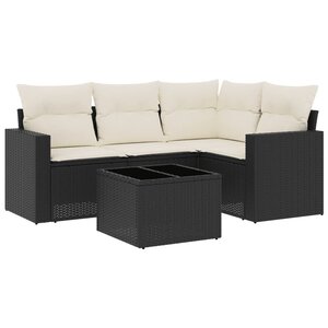 vidaXL Salon de jardin 5 Pièces avec coussins noir résine tressée