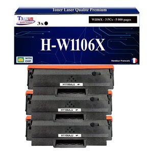T3AZUR -3x Toners compatibles avec HP W1106X (106X) pour HP Laser 107a 107r 107w Laser MFP 135ag 135wg 137fnw 137fwg