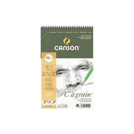 CANSON Album spiralé de papier dessin "C" à grain, A5