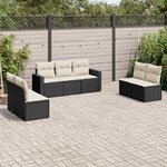 vidaXL Salon de jardin 7 Pièces avec coussins noir résine tressée