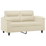 vidaXL Canapé 2 places avec oreillers crème 120 cm similicuir
