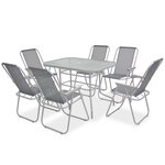 vidaXL Ensemble à manger d'extérieur 8 Pièces Acier et textilène Gris
