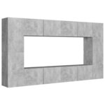 vidaXL Ensemble de meubles TV 8 Pièces Gris béton Bois d'ingénierie
