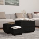 vidaXL Boîtes de rangement et couvercles 3 Pièces Noir Bois massif de pin
