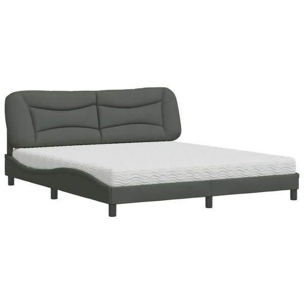 vidaXL Lit avec matelas gris foncé 180x200 cm tissu