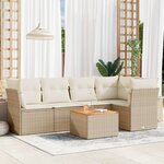 vidaXL Salon de jardin avec coussins 6 Pièces beige résine tressée