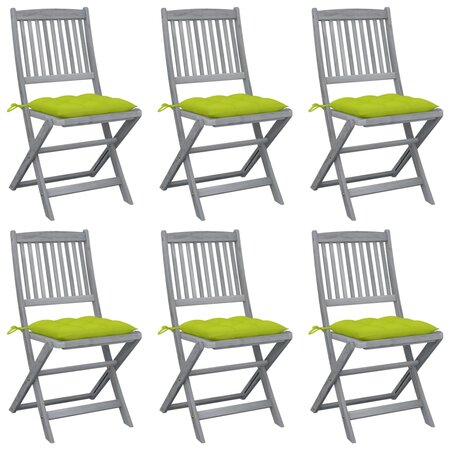 vidaXL Chaises pliables d'extérieur 6 Pièces avec coussins Bois d'acacia