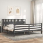 vidaXL Cadre de lit avec tête de lit gris 200x200 cm bois massif