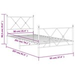 vidaXL Cadre de lit métal avec tête de lit/pied de lit blanc 90x200 cm