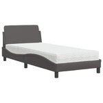 vidaXL Lit avec matelas gris 90x190 cm similicuir