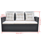vidaXL Mobilier à dîner de jardin 6Pièces et coussins Résine tressée Noir