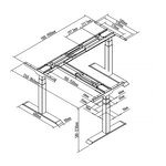 Bureau d'angle assis-debout (piètement) - hauteur : 58 - 123 cm - largeur : 90 - 150 cm (gauche) / 110 - 190 cm (droite) - angle : 90° - 150 kg 14_0005936