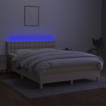 vidaXL Sommier à lattes de lit avec matelas LED Crème 140x190 cm Tissu