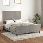 vidaXL Cadre de lit avec tête de lit Gris clair 140x200 cm