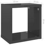 vidaXL Étagères cube murales 6 Pièces gris brillant 22x15x22 cm