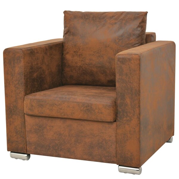 vidaXL Fauteuil marron similicuir daim