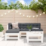 vidaXL Salon de jardin 5 Pièces avec coussins blanc bois massif