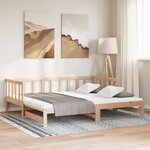 vidaXL Lit de jour avec lit gigogne 90x200 cm bois de pin massif