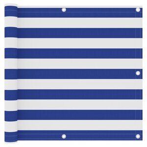 vidaXL Écran de balcon Blanc et bleu 90x400 cm Tissu Oxford