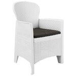 vidaXL Ensemble à manger d'extérieur 7Pièces Plastique Blanc Aspect rotin
