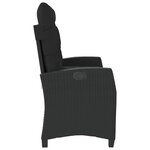 vidaXL Banc inclinable de jardin avec coussins noir résine tressée