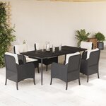 vidaXL Ensemble à manger de jardin coussins 7Pièces Noir Résine tressée