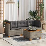 vidaXL Canapé de jardin avec coussins 3 places gris résine tressée