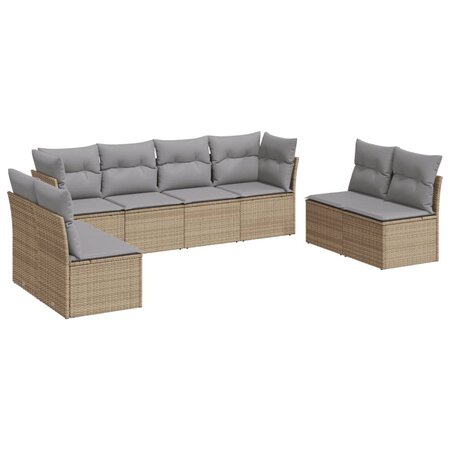 vidaXL Salon de jardin avec coussins 8 Pièces beige résine tressée