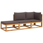 vidaXL Salon de jardin avec coussins 3 Pièces bois massif d'acacia