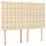 vidaXL Sommier à lattes de lit avec matelas Crème 140x200 cm Tissu