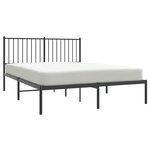 vidaXL Cadre de lit métal avec tête de lit noir 140x190 cm
