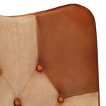 vidaXL Chaise à oreilles Marron et crème Cuir véritable