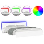 vidaXL Cadre de lit avec tête de lit et LED blanc 180x200 cm