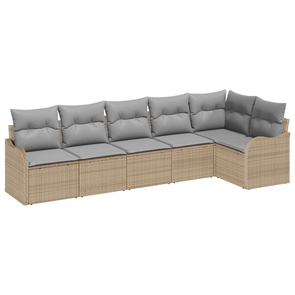 vidaXL Ensemble de canapé de jardin 6 pièces avec coussins en rattan poly beige