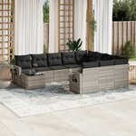 vidaXL Salon de jardin 11 Pièces avec coussins gris clair résine tressée