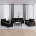 vidaXL Ensemble de canapés 4 Pièces avec coussins Noir Velours