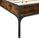 vidaXL Cadre de lit chêne fumé 120x190 cm bois d'ingénierie et métal
