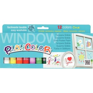 Boîte de 12 sticks de gouache à vitres PLAYCOLOR couleurs assorties