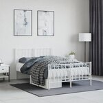 vidaXL Cadre de lit métal avec tête de lit/pied de lit blanc 120x190cm