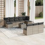 vidaXL Salon de jardin 11 Pièces avec coussins gris résine tressée