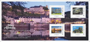 Collector 4 timbres - Les sites d'Histoire - Nouvelle Aquitaine - Lettre Verte