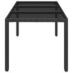 vidaXL Table de jardin dessus en verre Noir 150x90x75cm Résine tressée