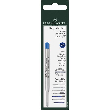 Recharge stylo bille pointe xb large bleu faber-castell