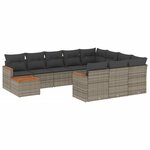 vidaXL Salon de jardin 11 Pièces avec coussins gris résine tressée